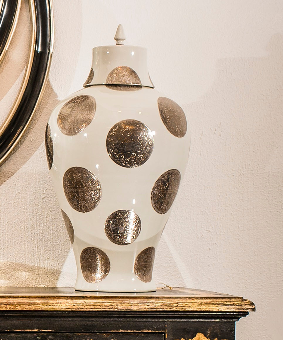 Ceramic Pot with Bronze Detailing