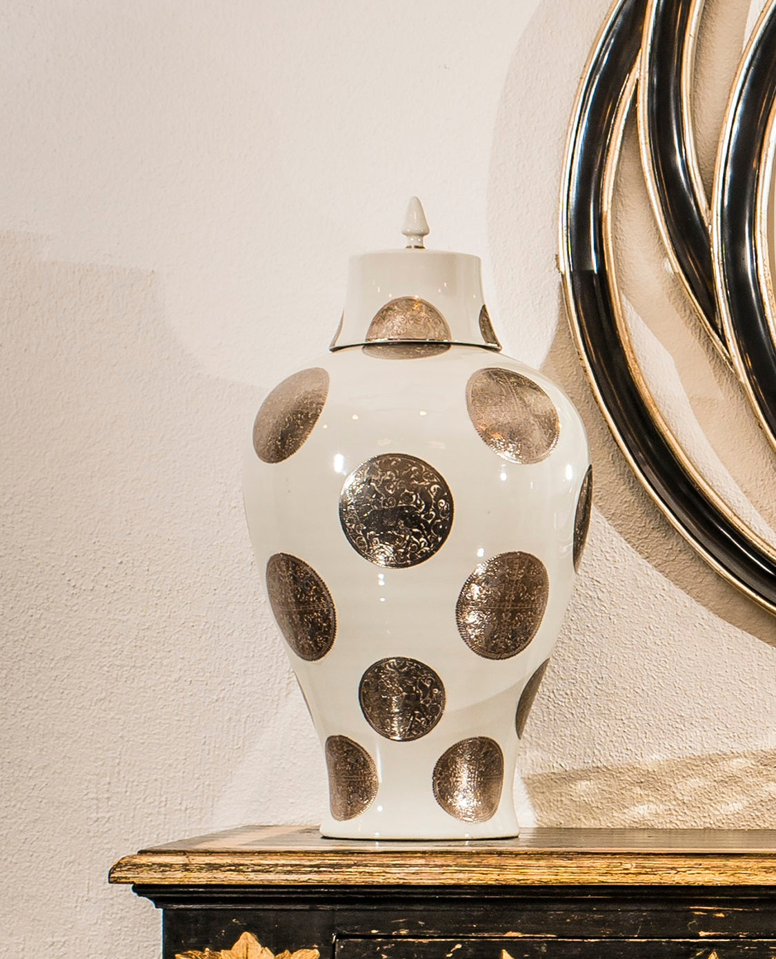 Ceramic Pot with Bronze Detailing