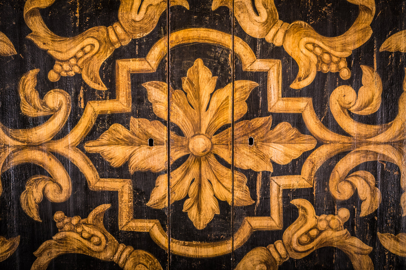Black & Gold Hand-Painted Sideboard