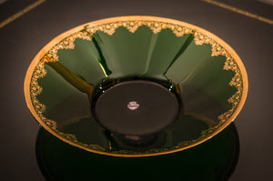Green Crystal Platter with Gold