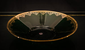 Green Crystal Platter with Gold