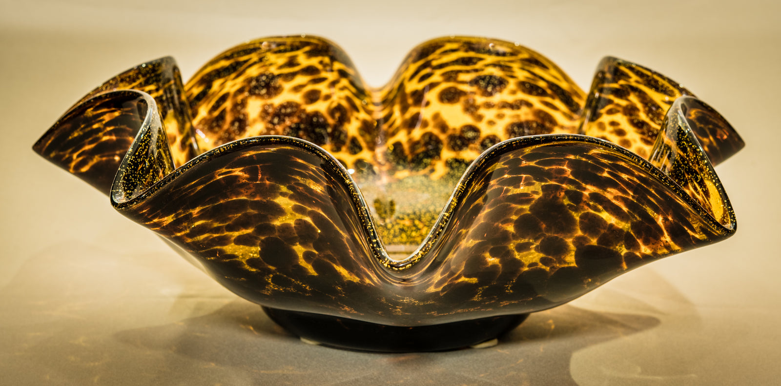Scalloped Tortoise Murano Glass Bowl