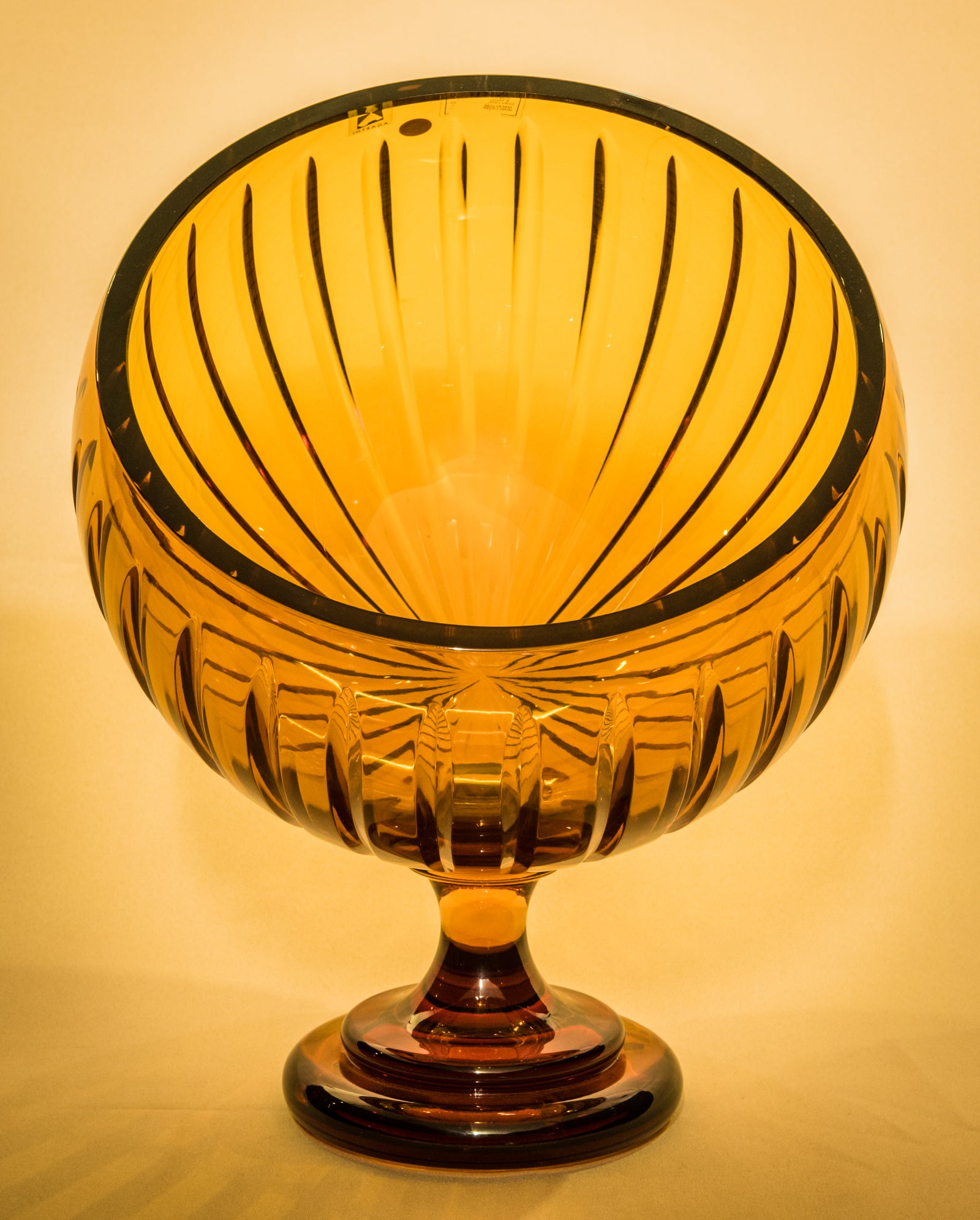 Amber Cut Footed Bowl