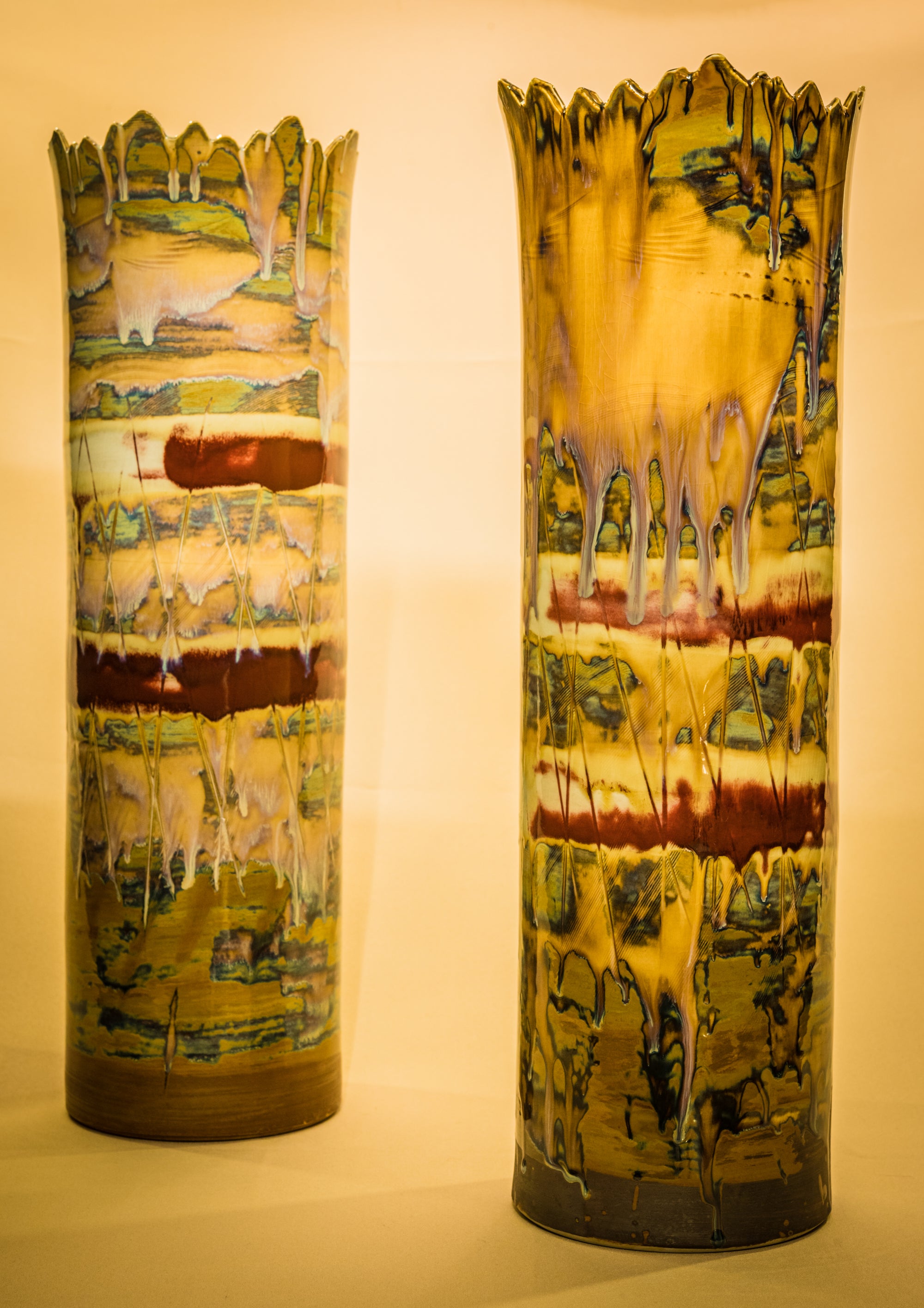 Tall Multicolor Splash Tube Vase