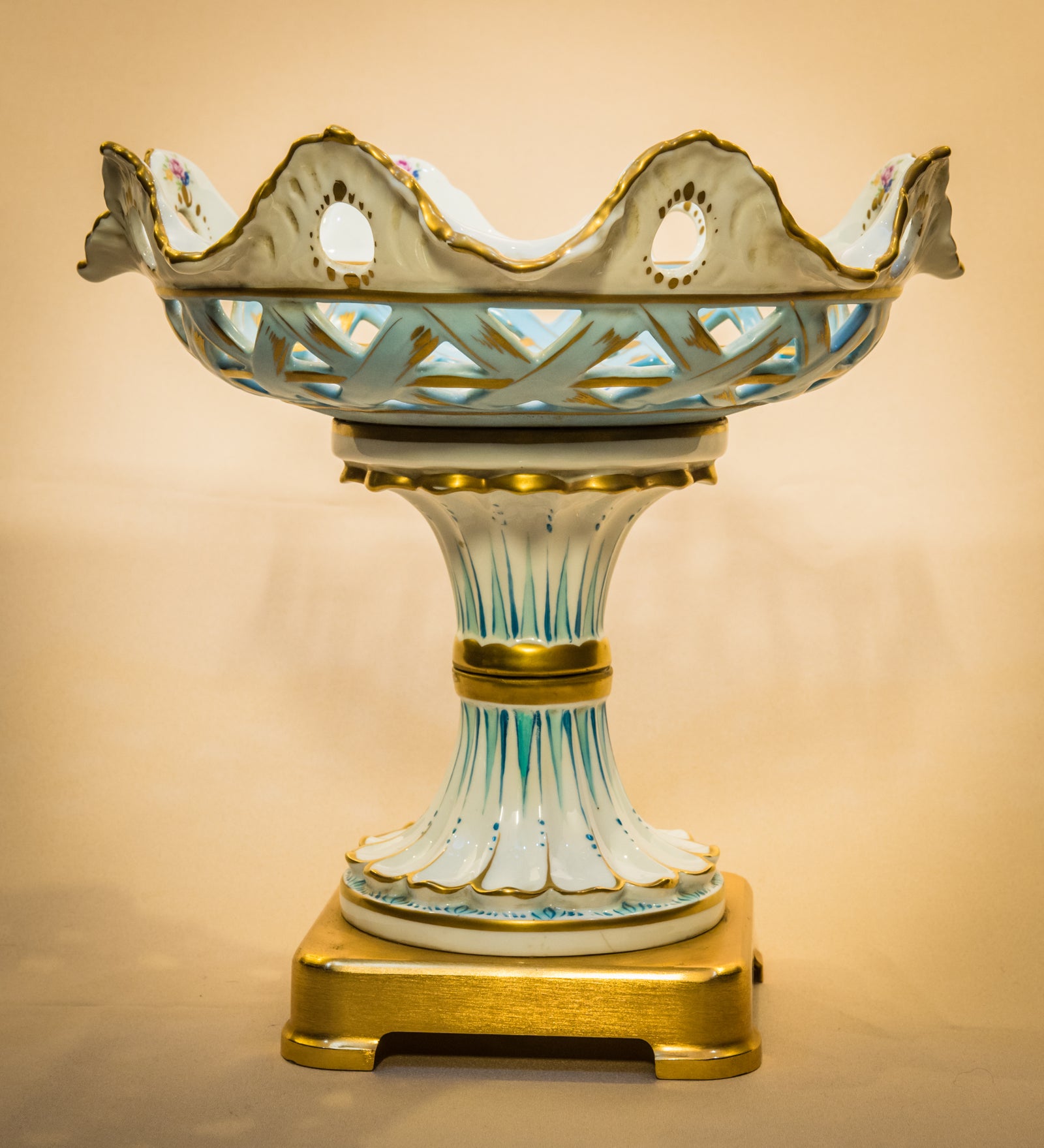 Scalloped Footed Hand-Cut Fruit Bowl