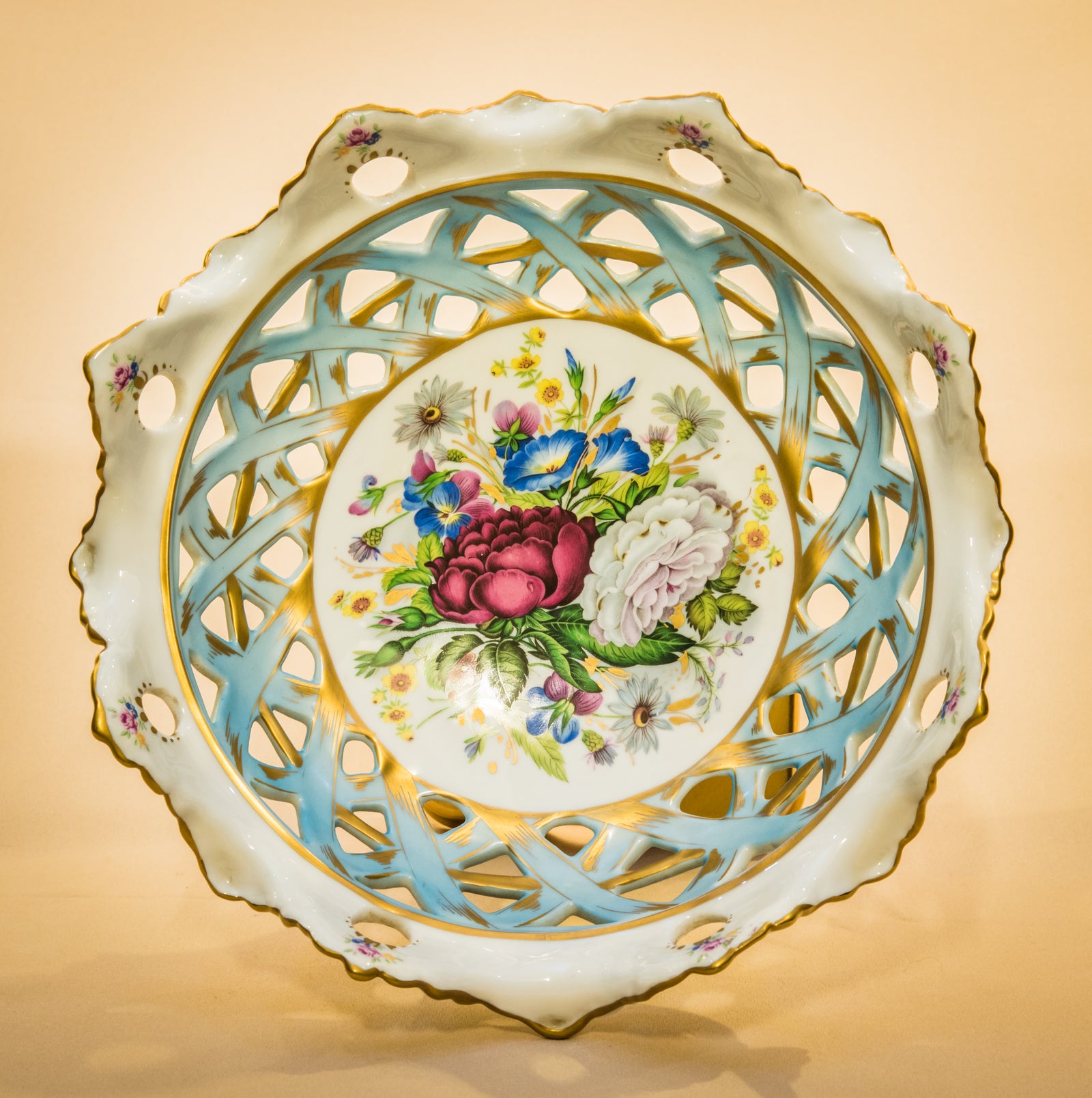 Scalloped Footed Hand-Cut Fruit Bowl