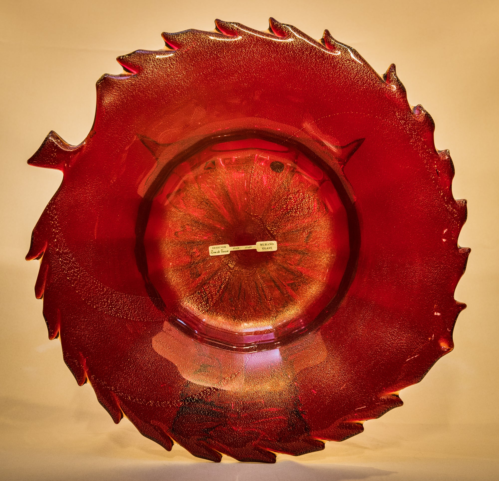 Large Deep Red Murano Glass Platter