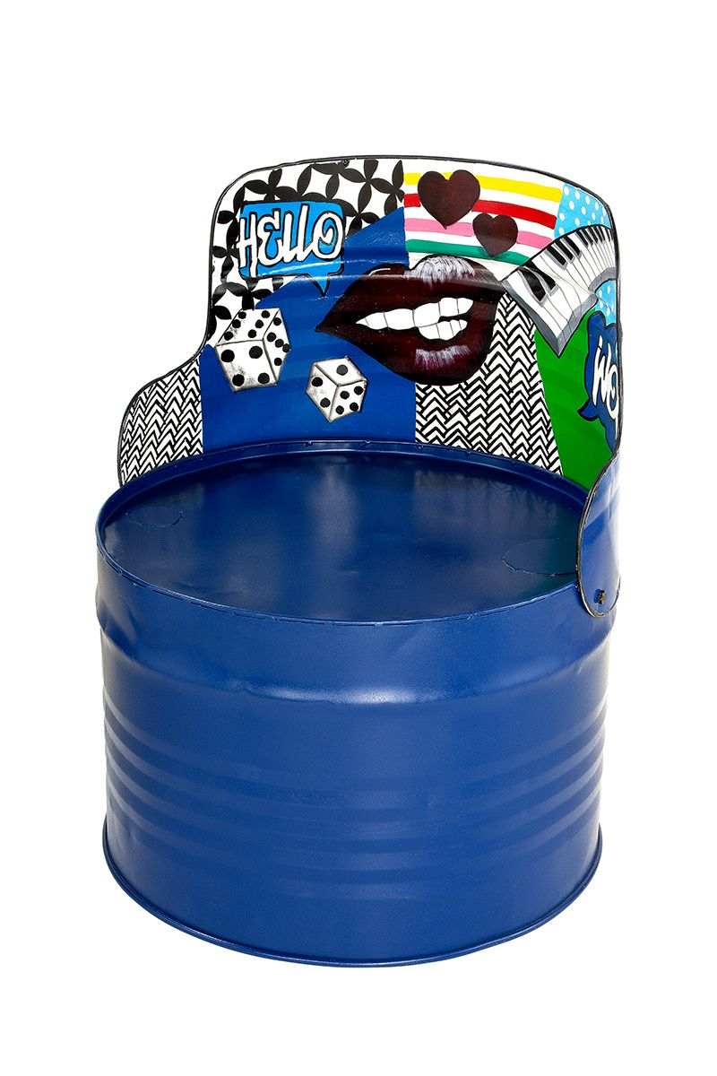 Blue Oil Drum Chair