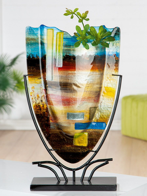 Africa Glass Vase on Stand