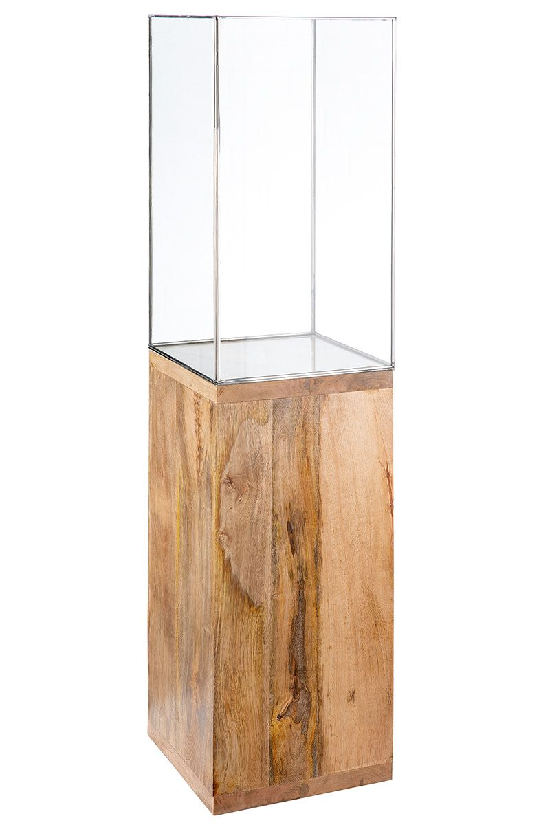 Wood Hurricane Column Candle Holder