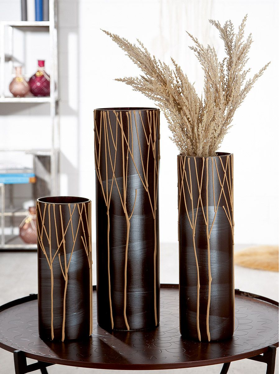 Brown Cylinder Glass Vase