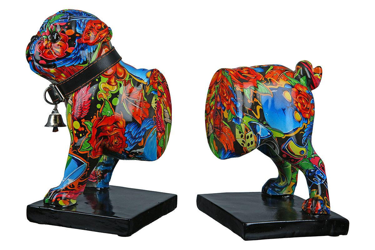 Frenchie Street Art Bookends Red