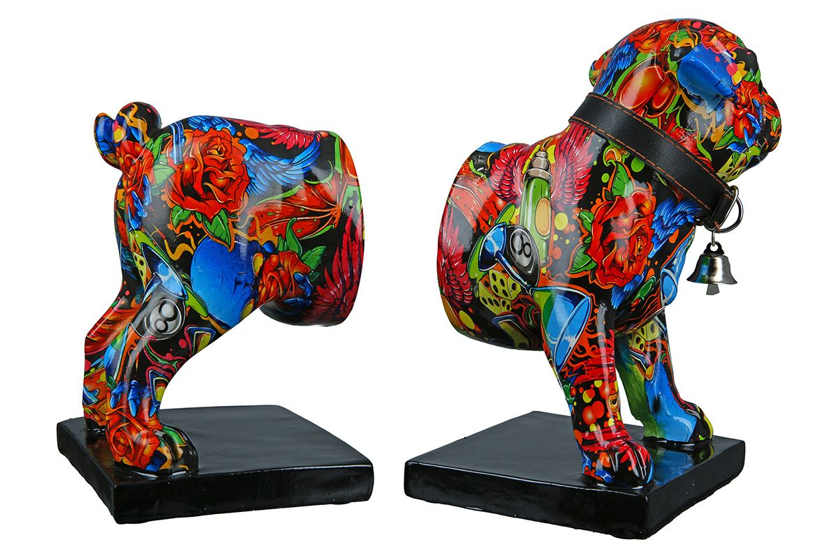 Frenchie Street Art Bookends Red