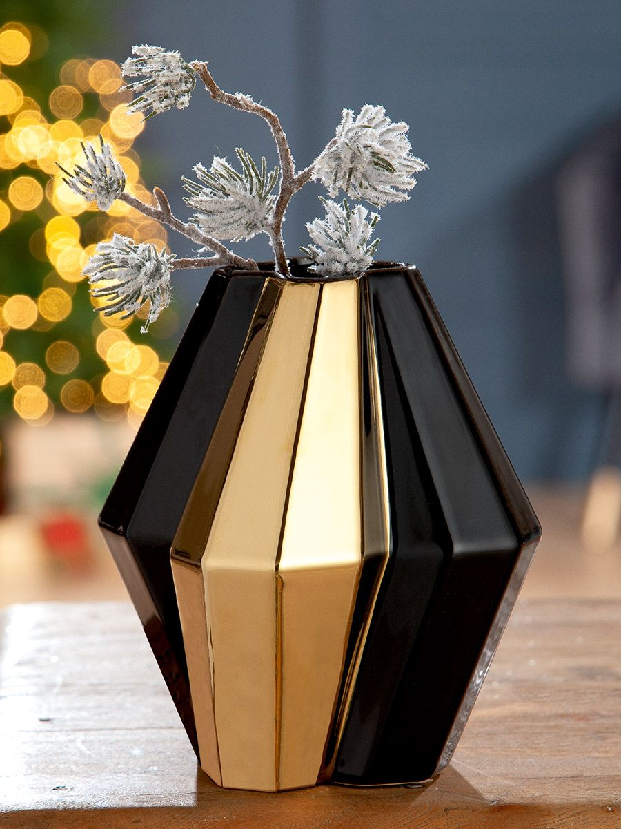 Black and Gold Crooked Small Vase