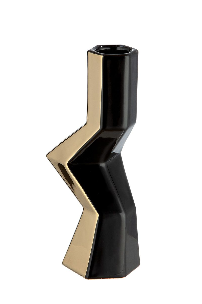Black and Gold Crooked Long Vase