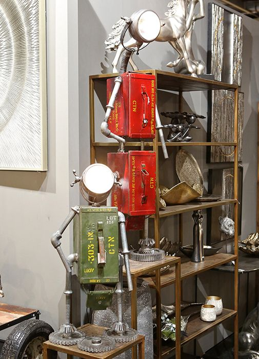 Red Robot Standing Lamp with Storage