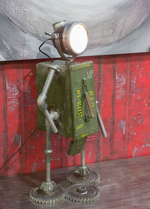 Green Robot Standing Lamp with Storage