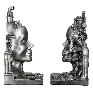 Steampunk Skull Bookends