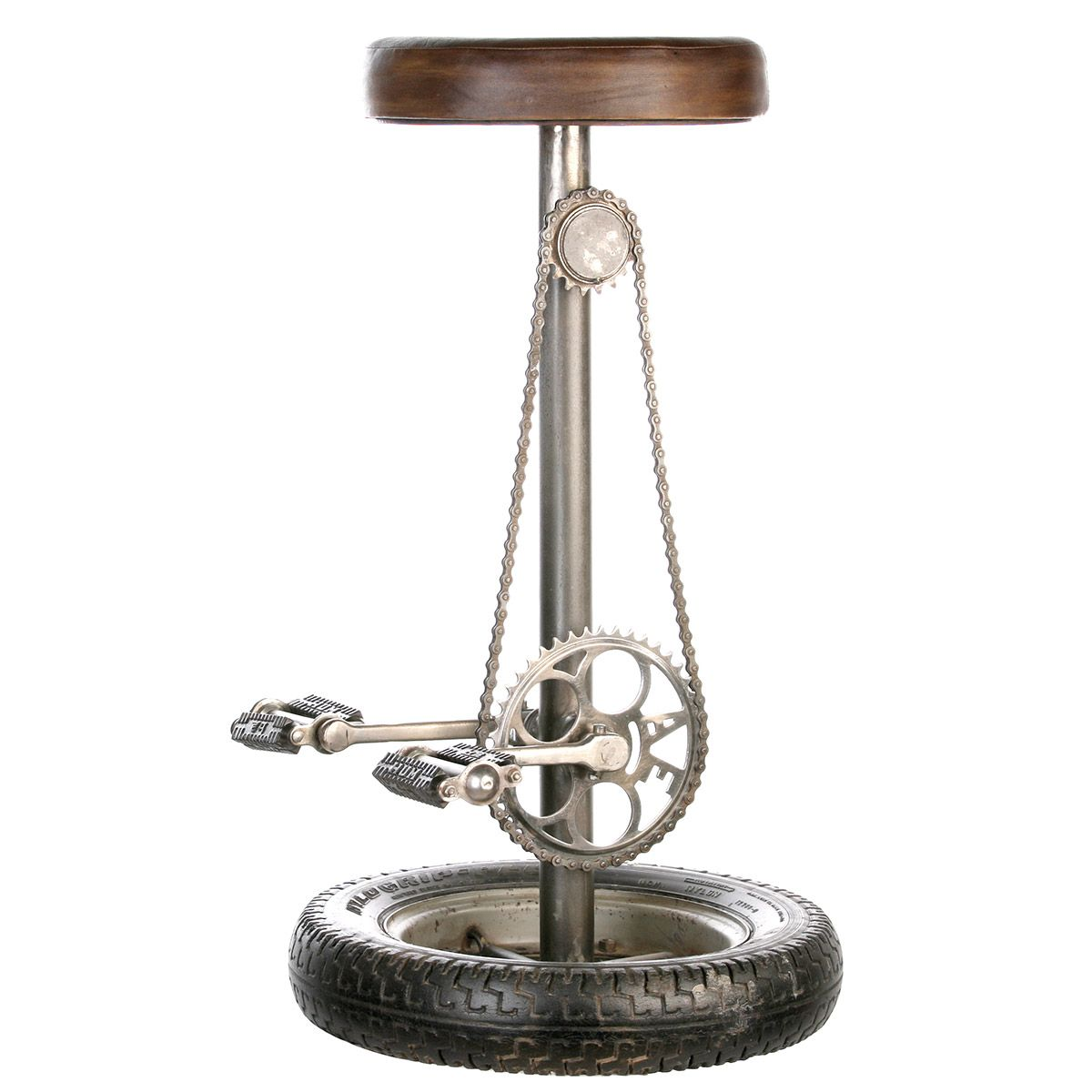 Recycled Wheel and Metal Parts Stool