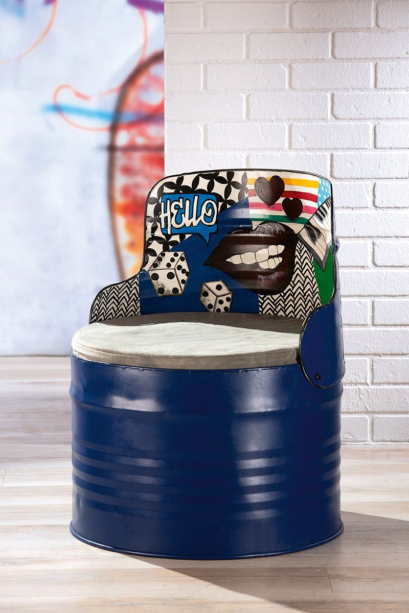 Blue Oil Drum Chair