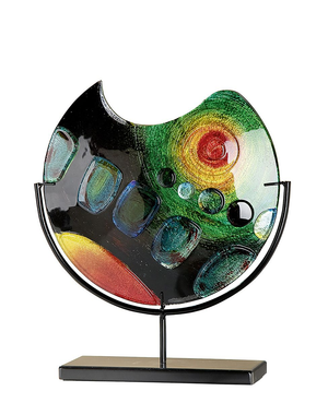 Round Sunrise Glass Vase on Stand