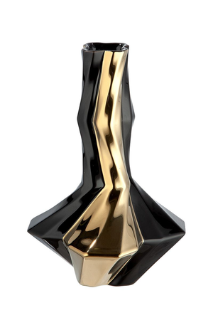 Black and Gold Crooked Long Neck Vase