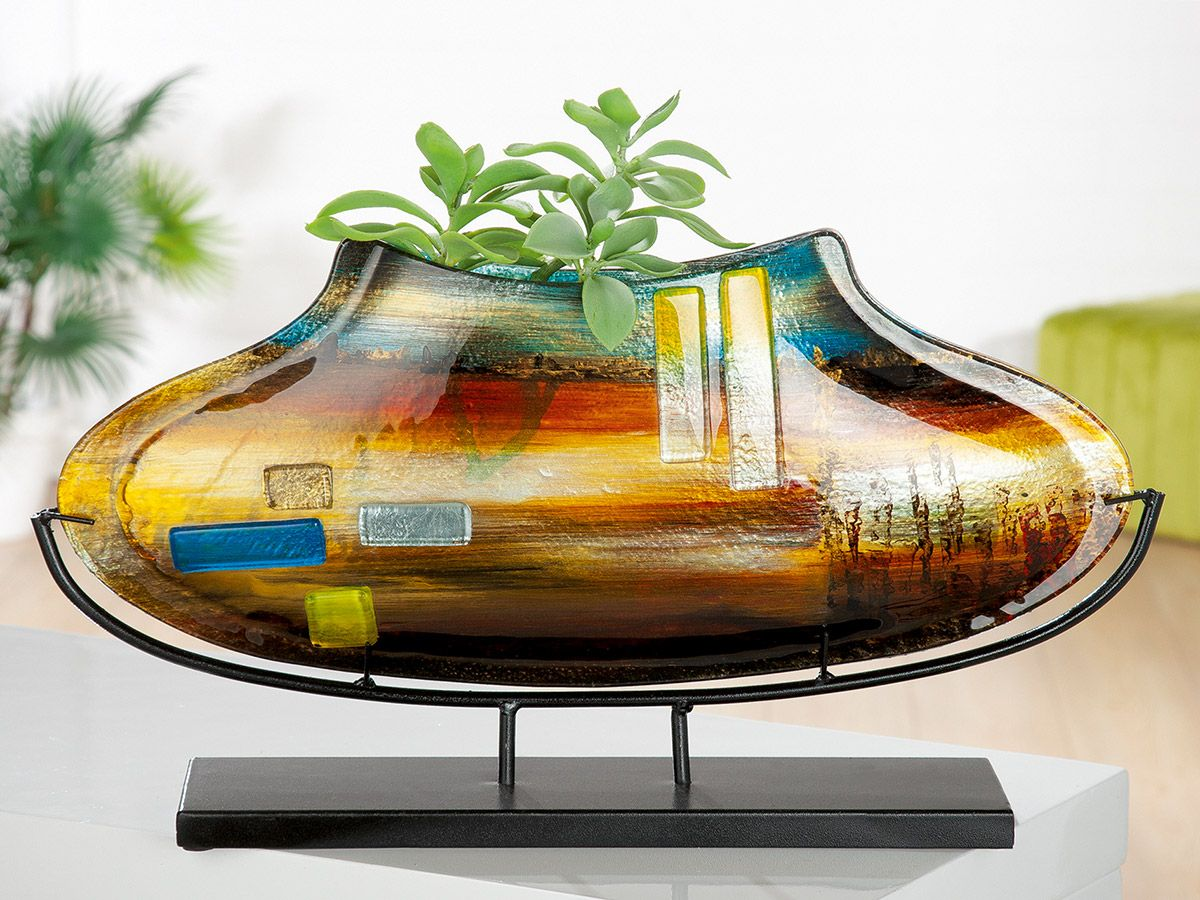 Africa Glass Vase on Stand