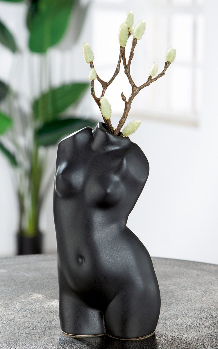 Black Ceramic Nude Flower Vase